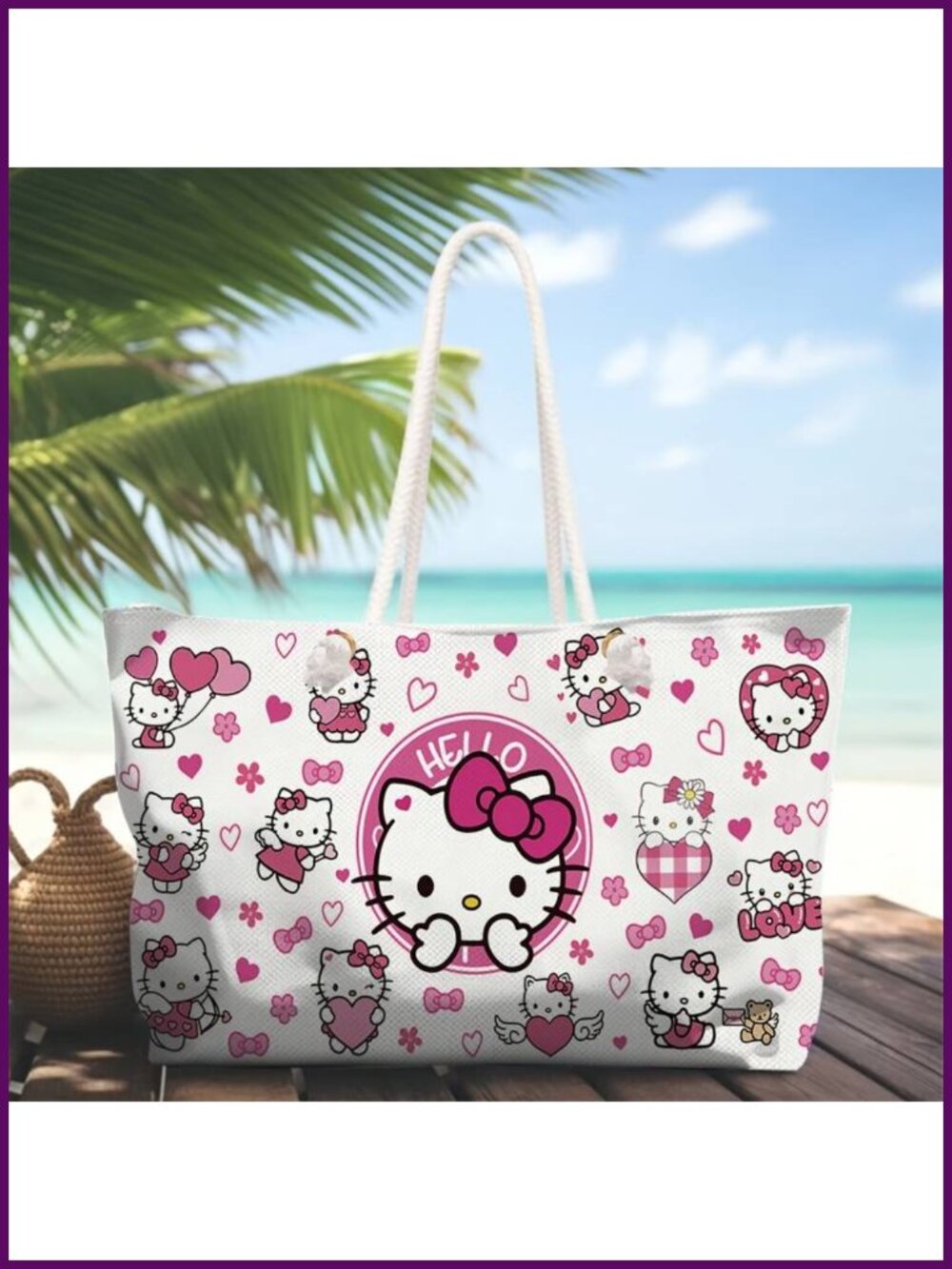 Large Capacity Tote Bag with Heart Print, Commuting Shopping Shoulder Bag